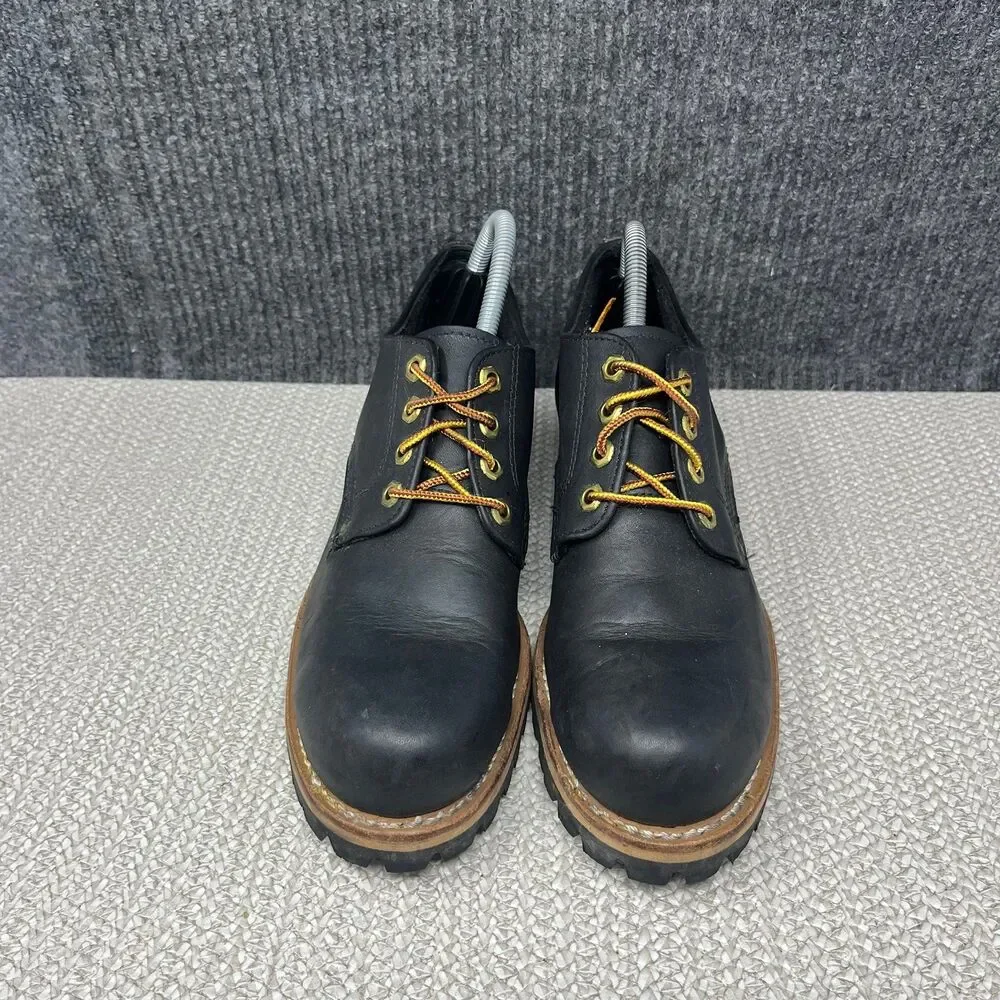 Georgia Logger Work Boots Heeled Black Leather Lace Up  Vibram Lug Sole Mens 9 M